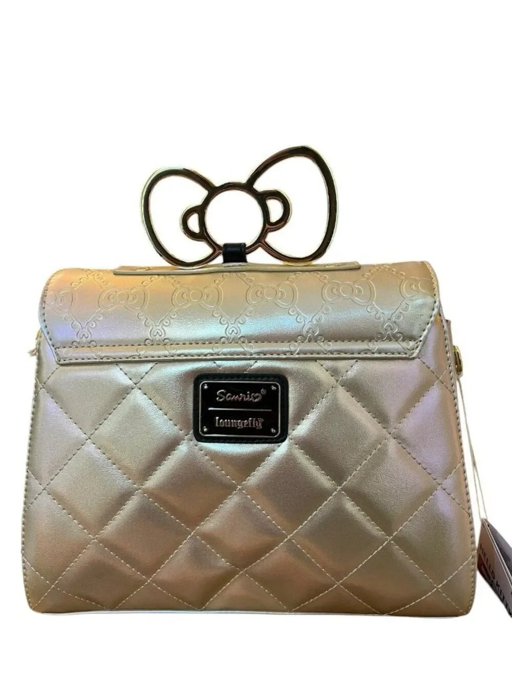 Loungefly Sanrio Hello Kitty 50th Anniversary Gold Embossed Crossbody Purse NWT